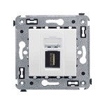 Розетка USB 2.0 тип А-А (мама-мама) одинарная для передачи данных DKC Avanti, белое облако, DKC