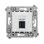 Розетка USB 3.0 тип А-А (мама-мама) одинарная для передачи данных DKC Avanti, белое облако, DKC