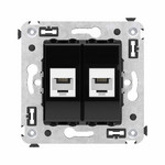 Розетка телефонная двойная DKC Avanti RJ11, черный квадрат, DKC