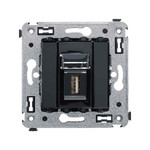 Розетка USB 2.0 тип А-А (мама-мама) одинарная для передачи данных DKC Avanti, черный квадрат, DKC