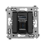 Розетка USB 3.0 тип А-А (мама-мама) одинарная для передачи данных DKC Avanti, черный квадрат, DKC