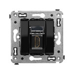 HDMI розетка одинарная тип А-А DKC Avanti, черный квадрат, DKC