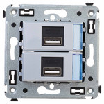 Розетка USB двойная для зарядки DKC Avanti 2,1А, закаленная сталь, DKC