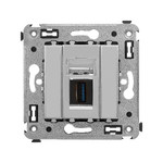 Розетка USB 3.0 тип А-А (мама-мама) одинарная для передачи данных DKC Avanti, закаленная сталь, DKC