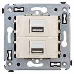 Розетка USB двойная для зарядки DKC Avanti 2,1А, ванильная дымка, DKC