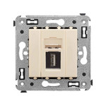Розетка USB 2.0 тип А-А (мама-мама) одинарная для передачи данных DKC Avanti, ванильная дымка, DKC