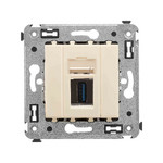 Розетка USB 3.0 тип А-А (мама-мама) одинарная для передачи данных DKC Avanti, ванильная дымка, DKC