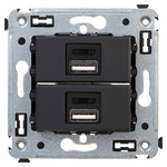 Розетка USB двойная для зарядки DKC Avanti 2,1А, черный матовый, DKC
