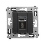 Розетка USB 2.0 тип А-А (мама-мама) одинарная для передачи данных DKC Avanti, черный матовый, DKC